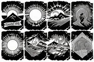 sun rising over mountains tattoo idea