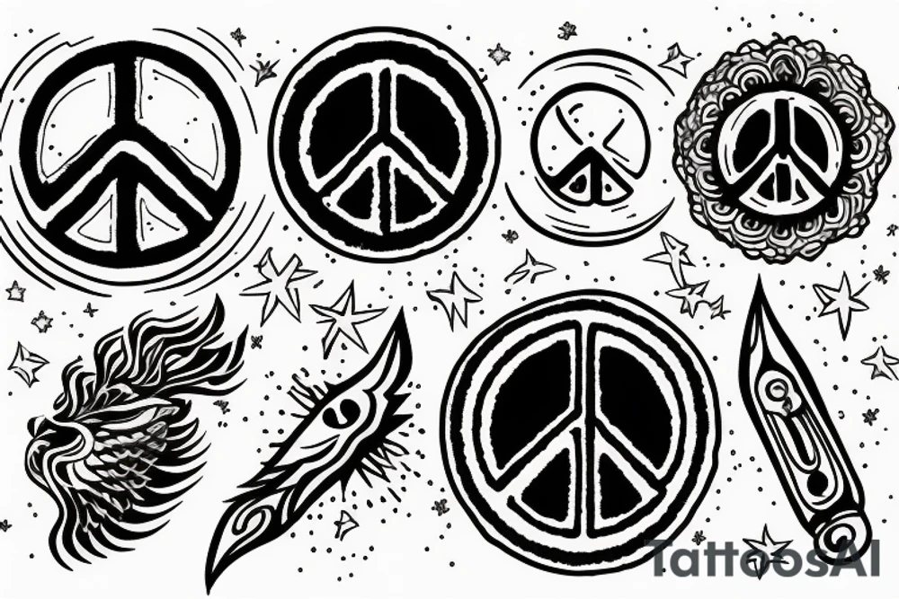 Peace weapon full moon tattoo idea