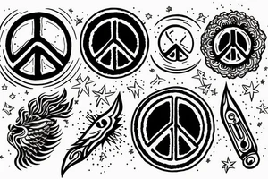 Peace weapon full moon tattoo idea