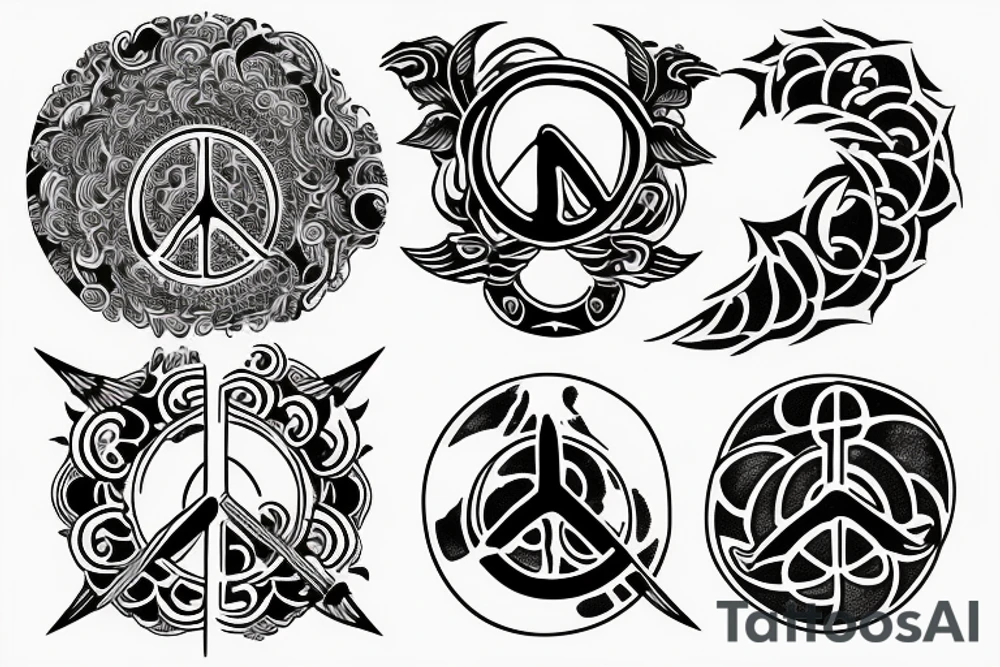 Peace weapon full moon tattoo idea