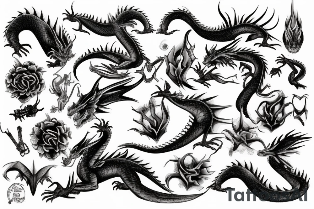 Girly dragon tattoo idea