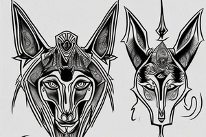 Anubis with glowing eyes tattoo idea