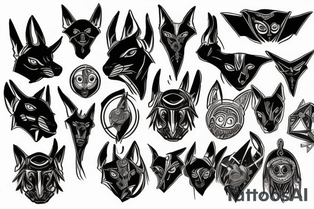 Anubis with glowing eyes tattoo idea