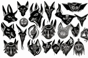 Anubis with glowing eyes tattoo idea
