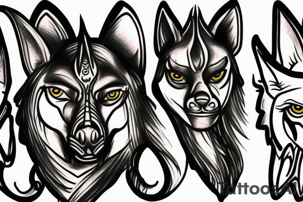 Anubis with glowing eyes tattoo idea