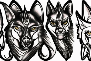 Anubis with glowing eyes tattoo idea