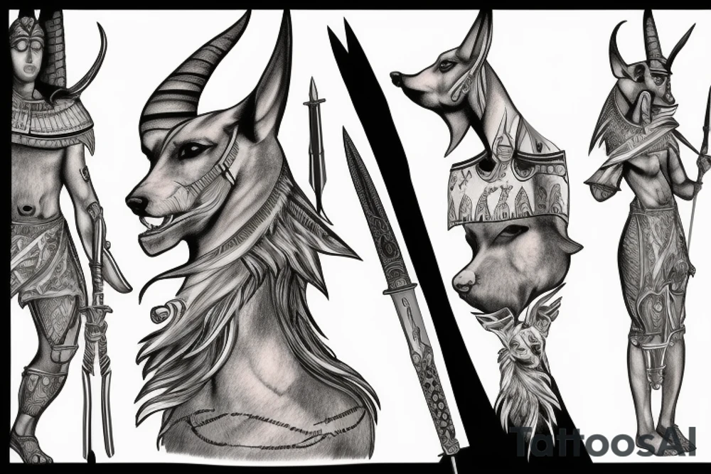 Anubis with a sword tattoo idea