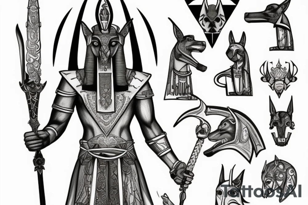 Anubis with a sword tattoo idea