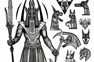 Anubis with a sword tattoo idea