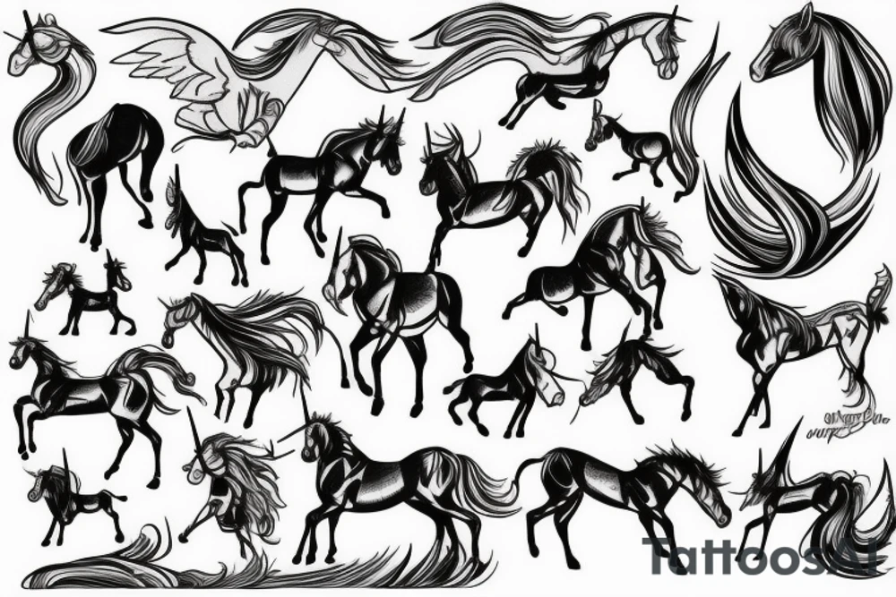 vector hi angle unicorn tattoo idea