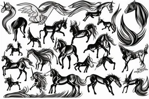 vector hi angle unicorn tattoo idea