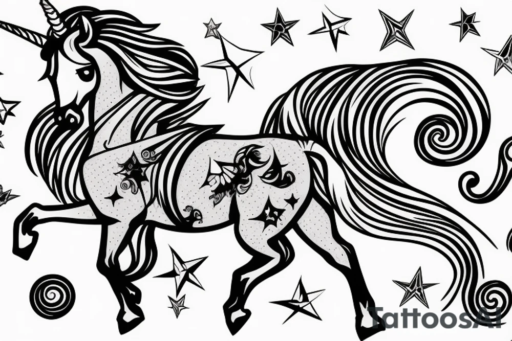 vector hi angle unicorn tattoo idea