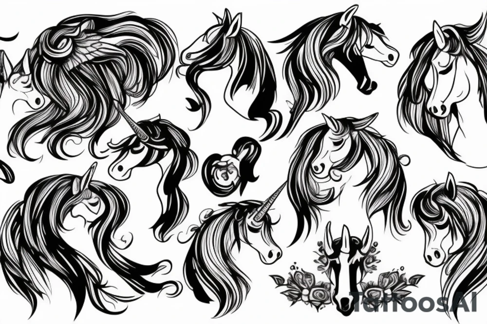 vector high angle unicorn tattoo idea