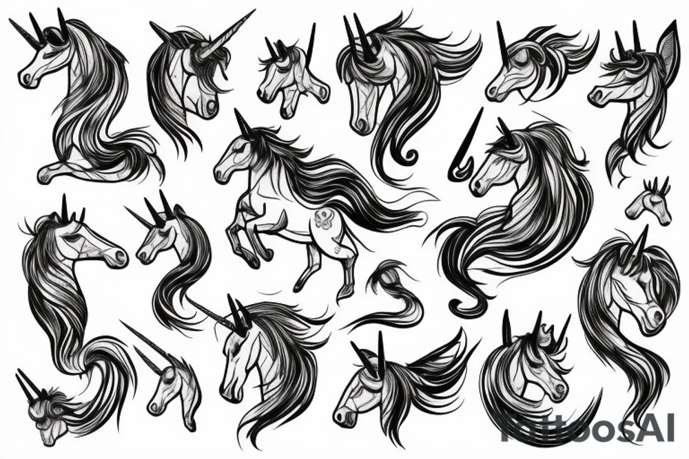 vector high angle unicorn tattoo idea