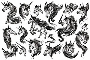 vector high angle unicorn tattoo idea