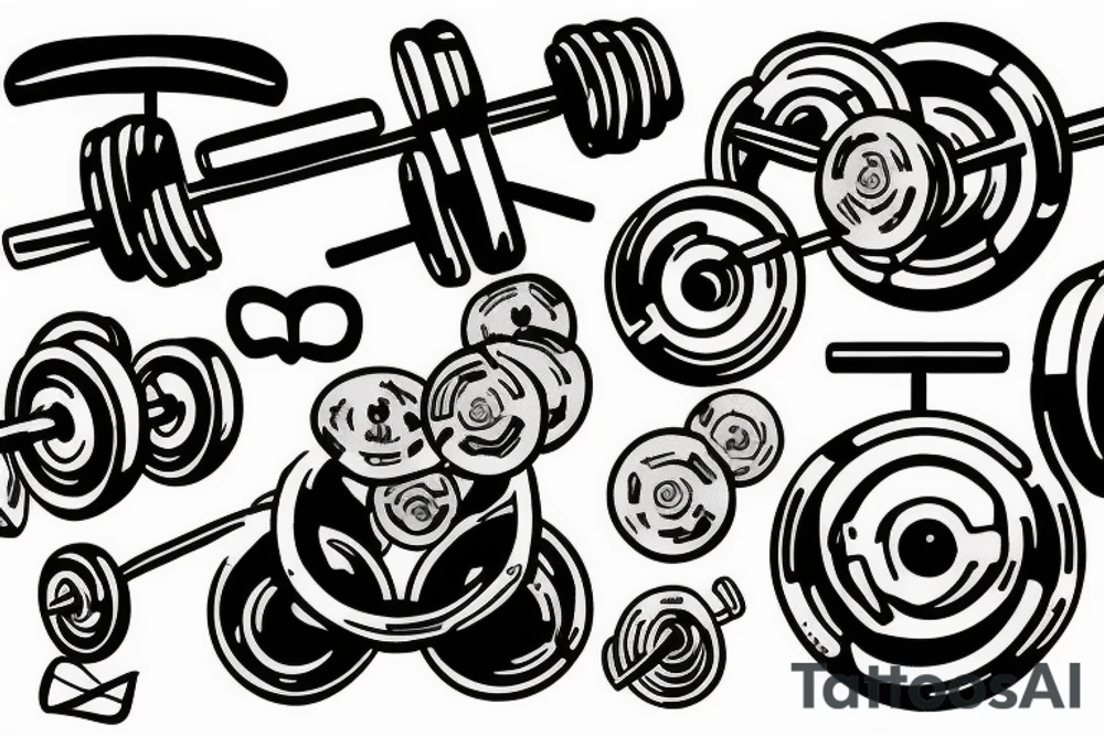 tattoo that is themed around weight training and technology tattoo idea