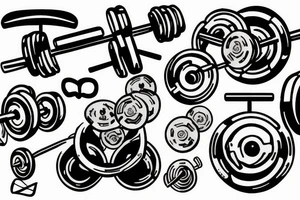tattoo that is themed around weight training and technology tattoo idea