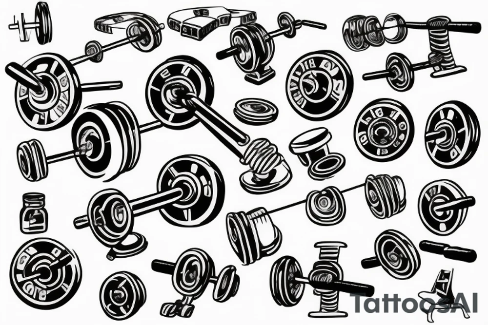 tattoo that is themed around weight training and technology tattoo idea tattoo that is themed around weight training and technology tattoo idea
