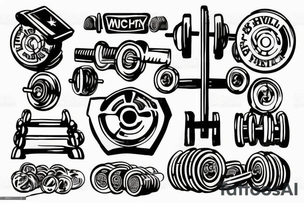 tattoo that is themed around weight training and technology tattoo idea tattoo that is themed around weight training and technology tattoo idea