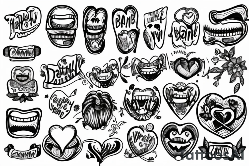 Dental brace, camp van, heart, handball tattoo idea