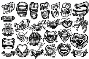 Dental brace, camp van, heart, handball tattoo idea