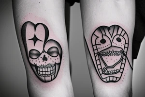 Dental brace, camp van, heart, handball tattoo idea