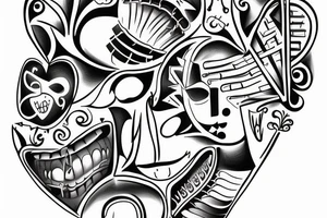 Dental brace, camp van, heart, handball tattoo idea