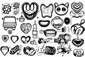 Dental brace, camper , heart, handball tattoo idea