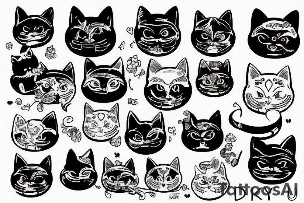 Lucky cat with devil mask tattoo idea