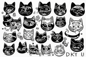 Lucky cat with devil mask tattoo idea