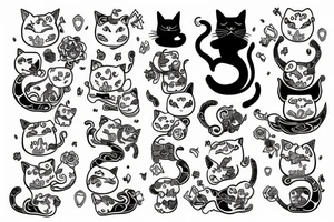 Lucky cat with devil masck tattoo idea