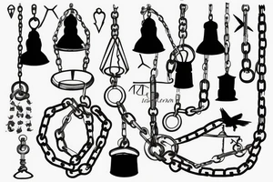 bells, chains,birds, infinite tattoo idea