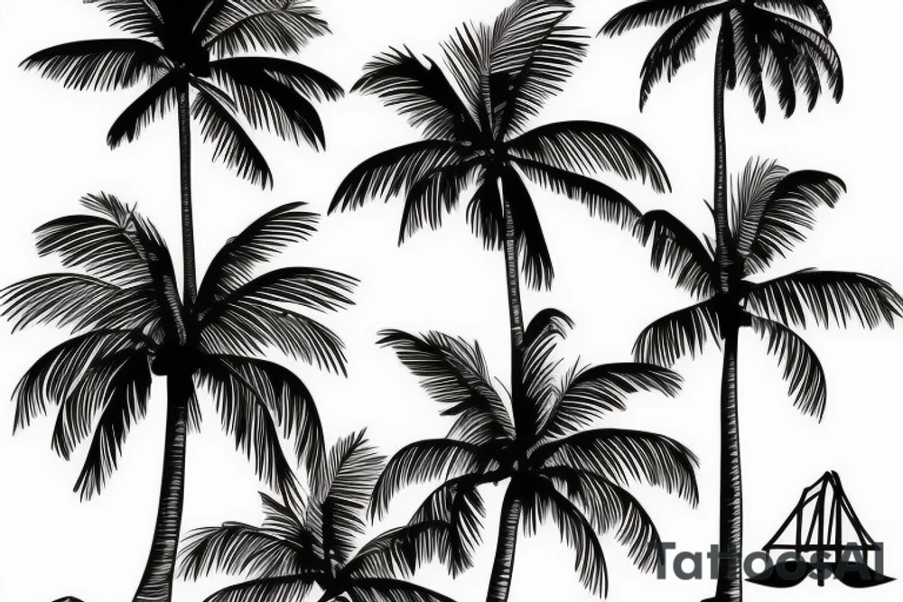 Palm trees by the beach tattoo idea