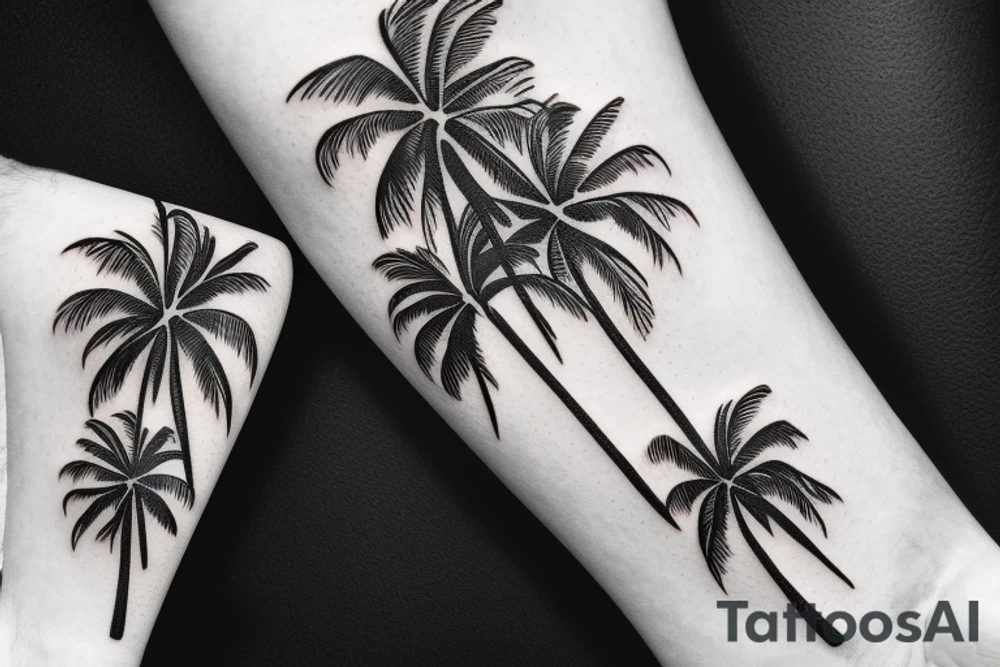 Palm trees by the beach abstract tattoo idea