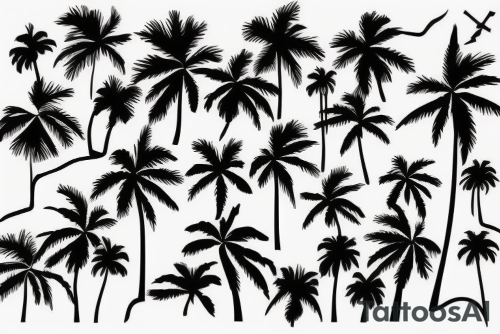 Palm trees by the beach abstract tattoo idea