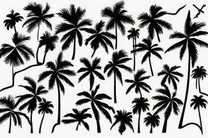 Palm trees by the beach abstract tattoo idea