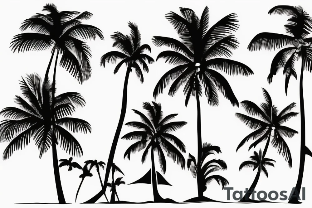 Palm trees by the beach in abstract tattoo idea Palm trees by the beach in abstract tattoo idea