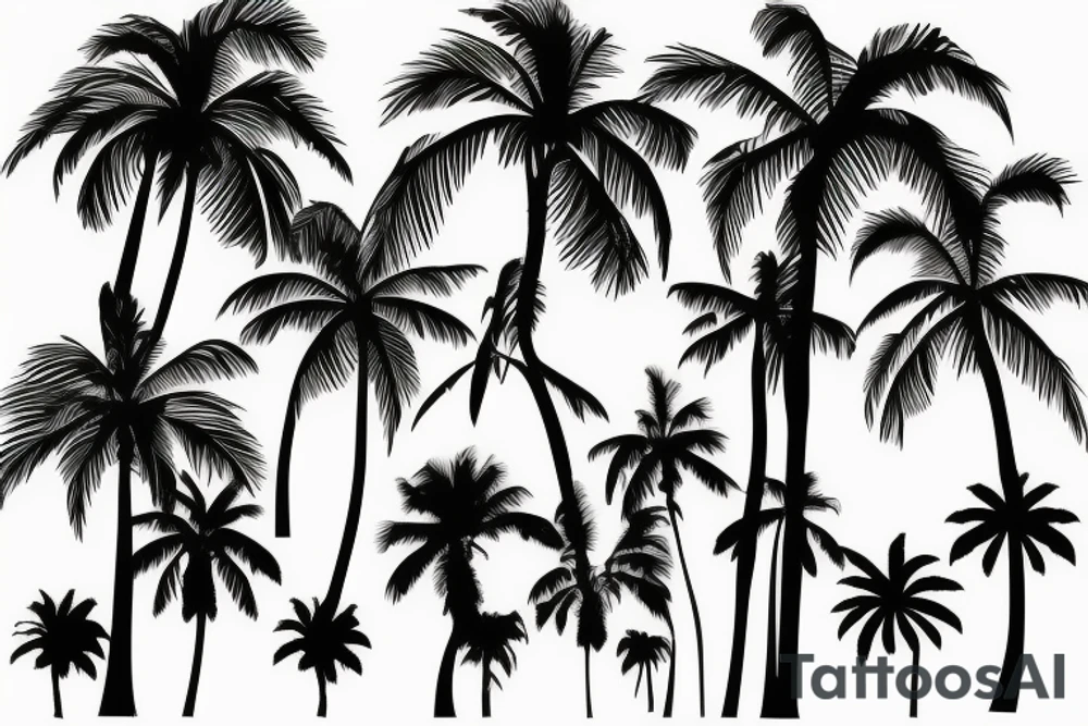 Palm trees by the beach in abstract tattoo idea Palm trees by the beach in abstract tattoo idea