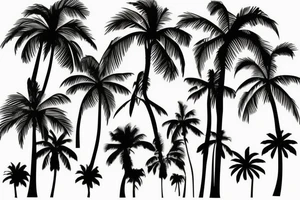 Palm trees by the beach in abstract tattoo idea
