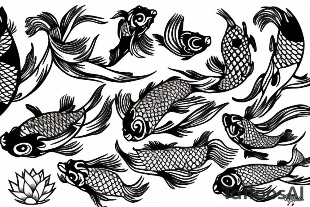 aries, upstream swimming koi, lotus, owl tattoo idea