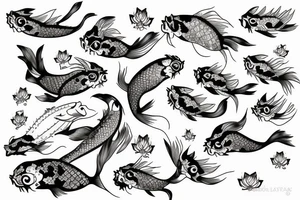 aries, upstream swimming koi, lotus, owl tattoo idea