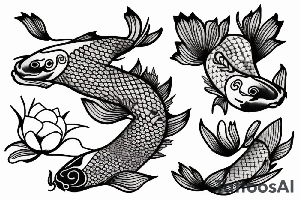 Aries, upstream swimming koi, lotus, owl tattoo idea