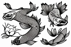 Aries, upstream swimming koi, lotus, owl tattoo idea