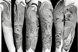 goat, owl, koi tattoo idea