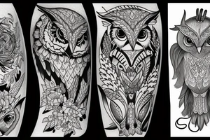 goat, owl, koi tattoo idea