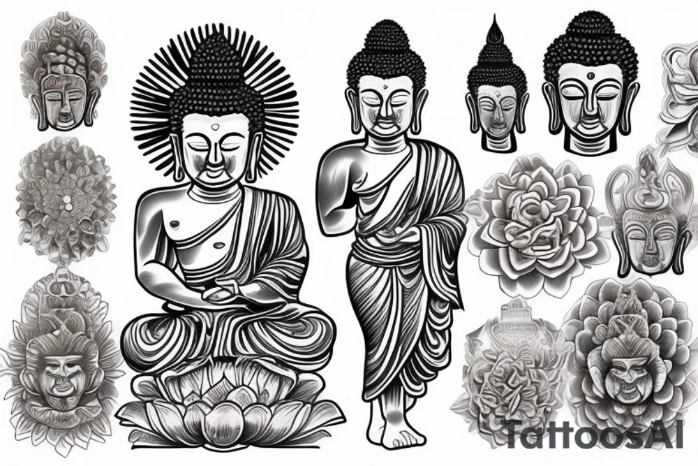 Neo traditional buddha tattoo idea