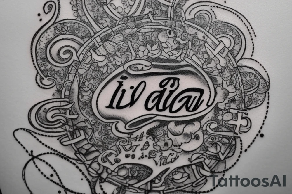 In typewriter font, quote "veni, vidi, vici" with galaxy art surrounding it tattoo idea