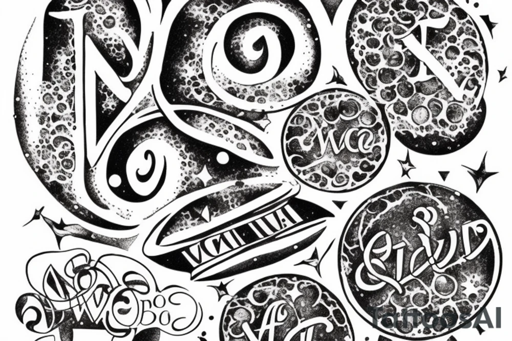 In typewriter font, quote "veni, vidi, vici" with galaxy art surrounding it tattoo idea