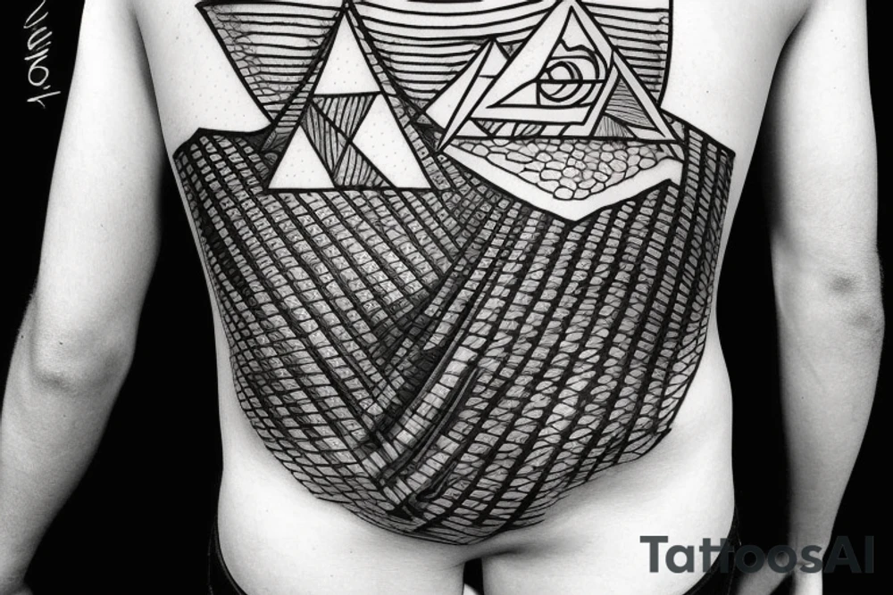 pyramid with a sun behind, sci-fi tattoo idea