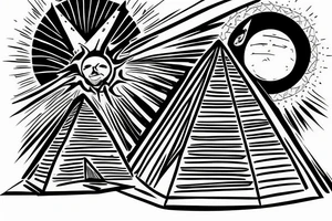 pyramid with a sun behind, sci-fi tattoo idea